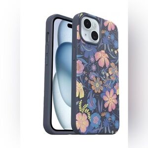 New - OtterBox Navy Floral iPhone 16 Plus Case with Pastel Blooms